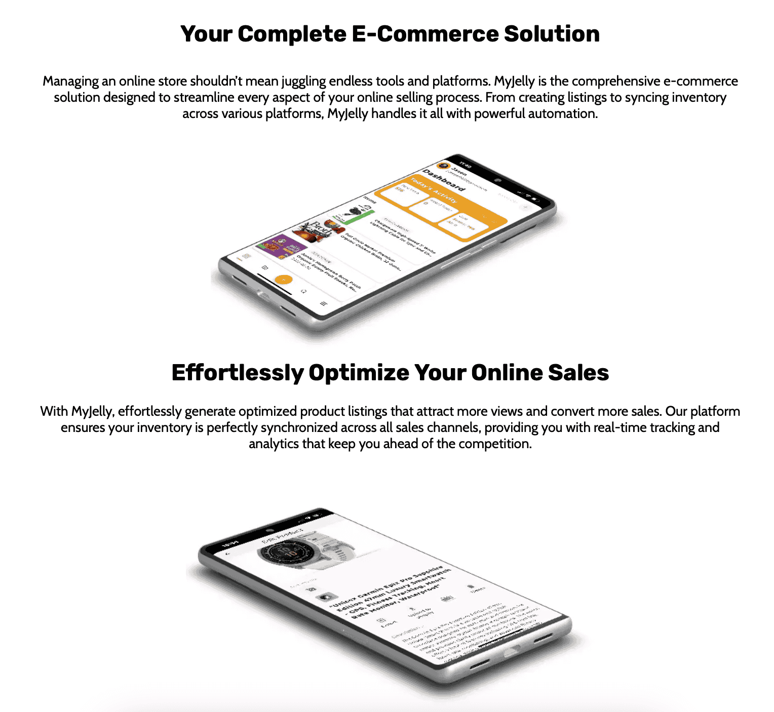 Screens from the My Jelly merchandise marketplace app